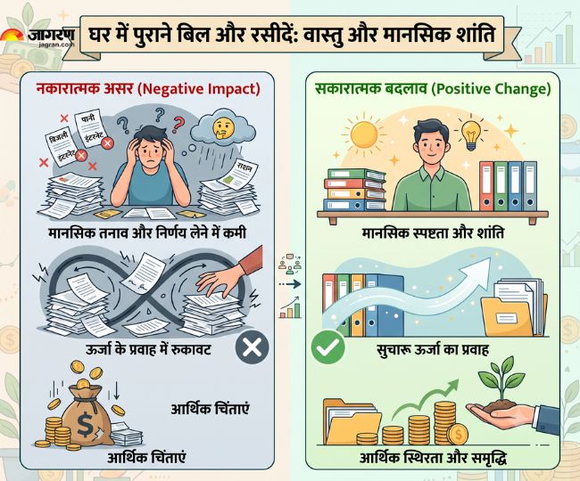 घर में पुराने बिल और रसीदें